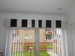 black and white striped pelmet